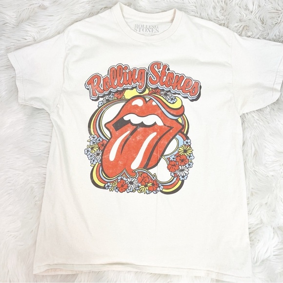 ROLLING STONES OFF-WHITE UNISEX GRAPHIC SHORT SLEEVE T-SHIRT LARGE - Picture 2 of 5